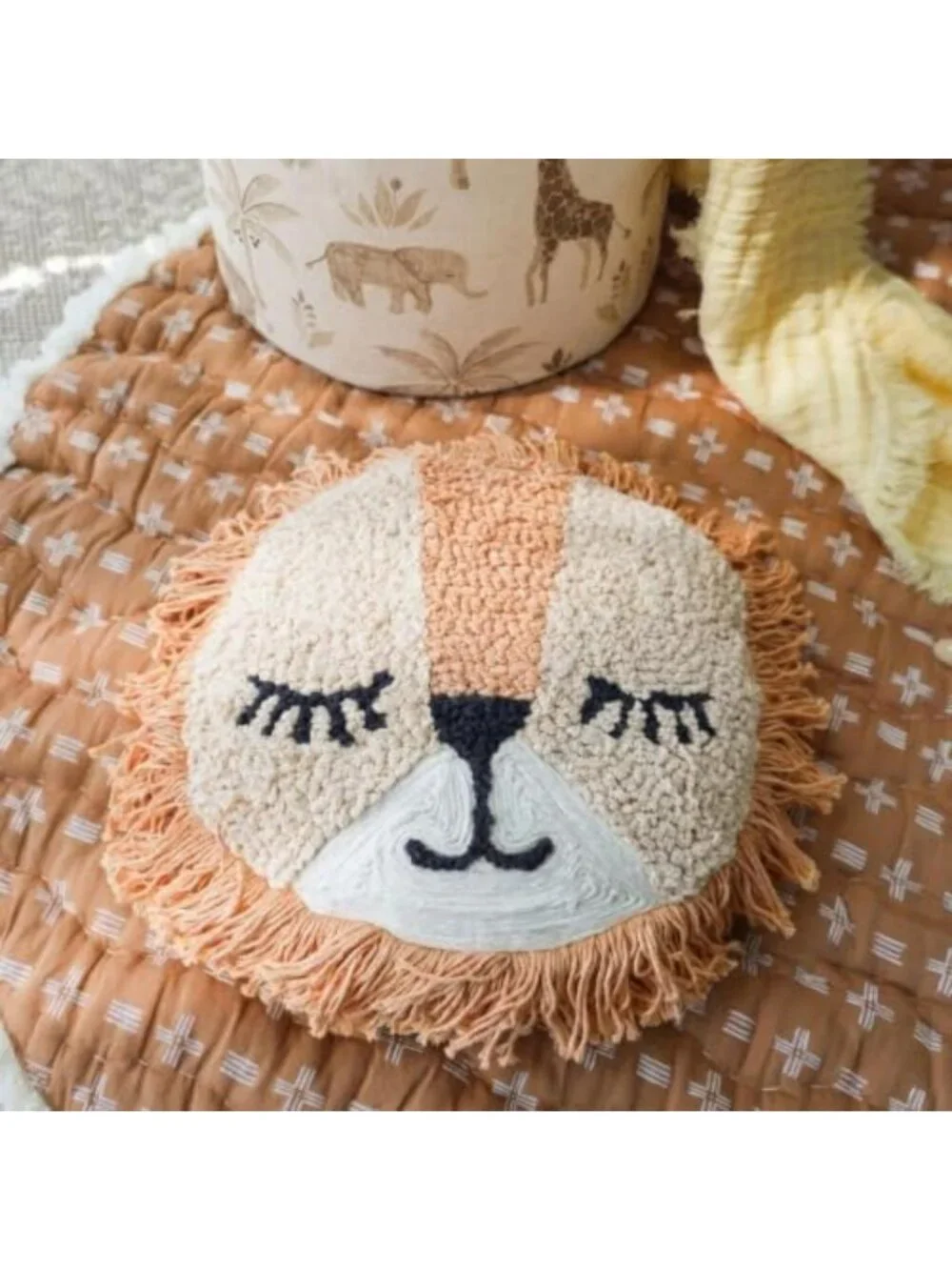 Decorative Round Lion Pillow for Nursery & Toddler Rooms - 12